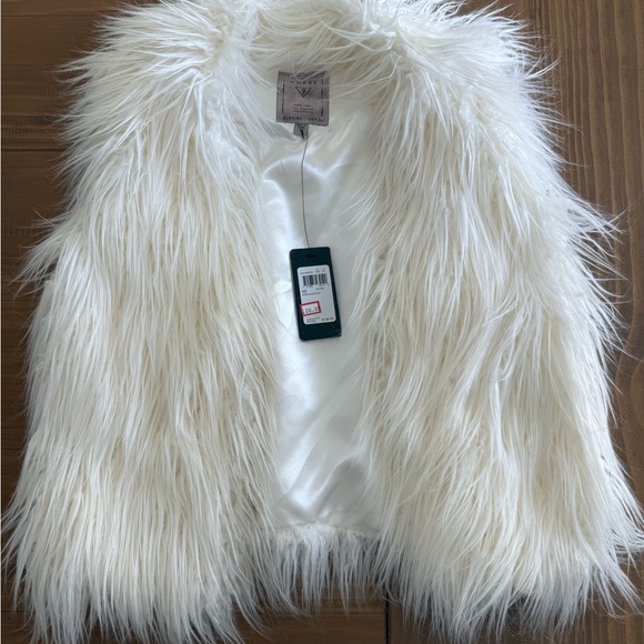 Guess Jackets & Blazers - Guess White Faux Fur Vest